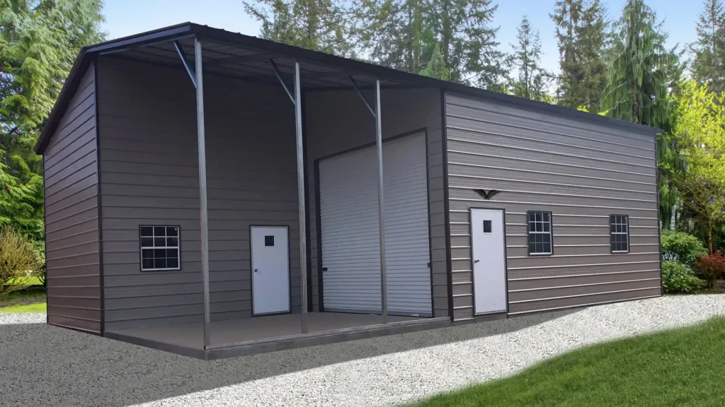 Custom Metal Garage with Vertical Roof