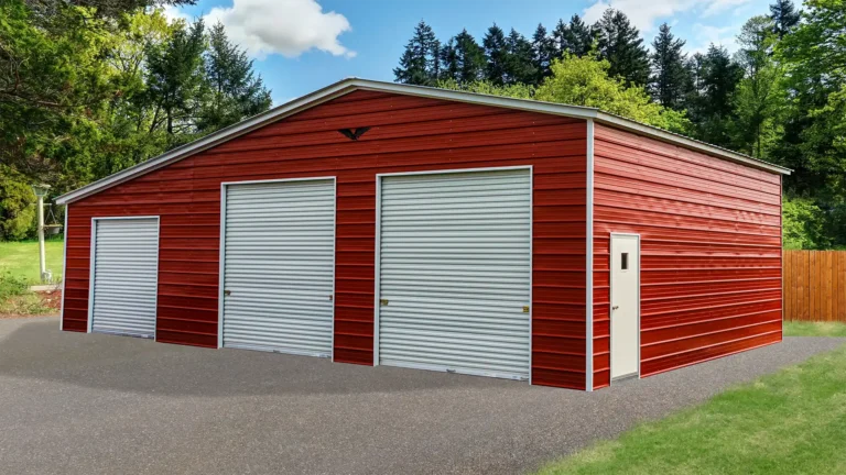Double Car Metal Garage with Lean to