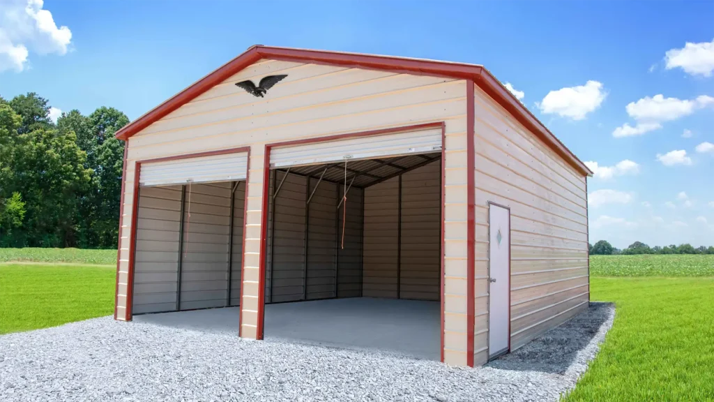 Double Metal Garage with Vertical Roof