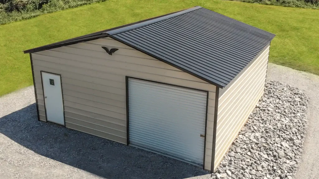 Metal Garage with Vertical Roof
