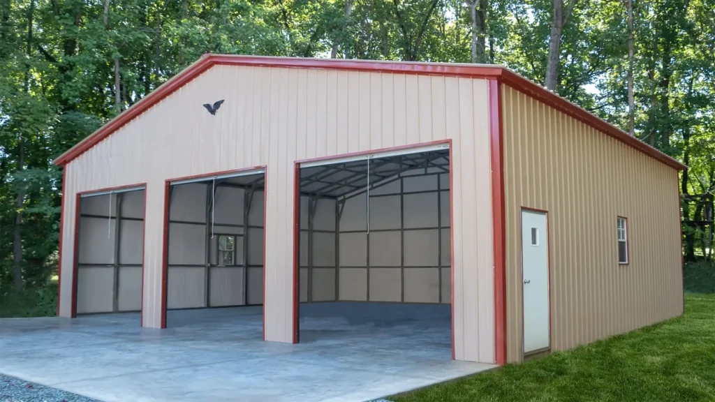 Triple Car Metal Garage with Vertical Roof and Insulation